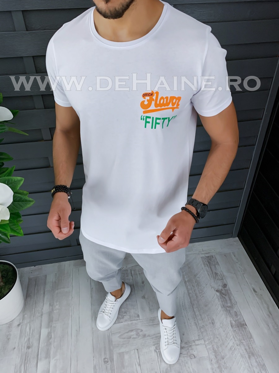 Tricou barbati alb slim fit zr b1013 n2-1